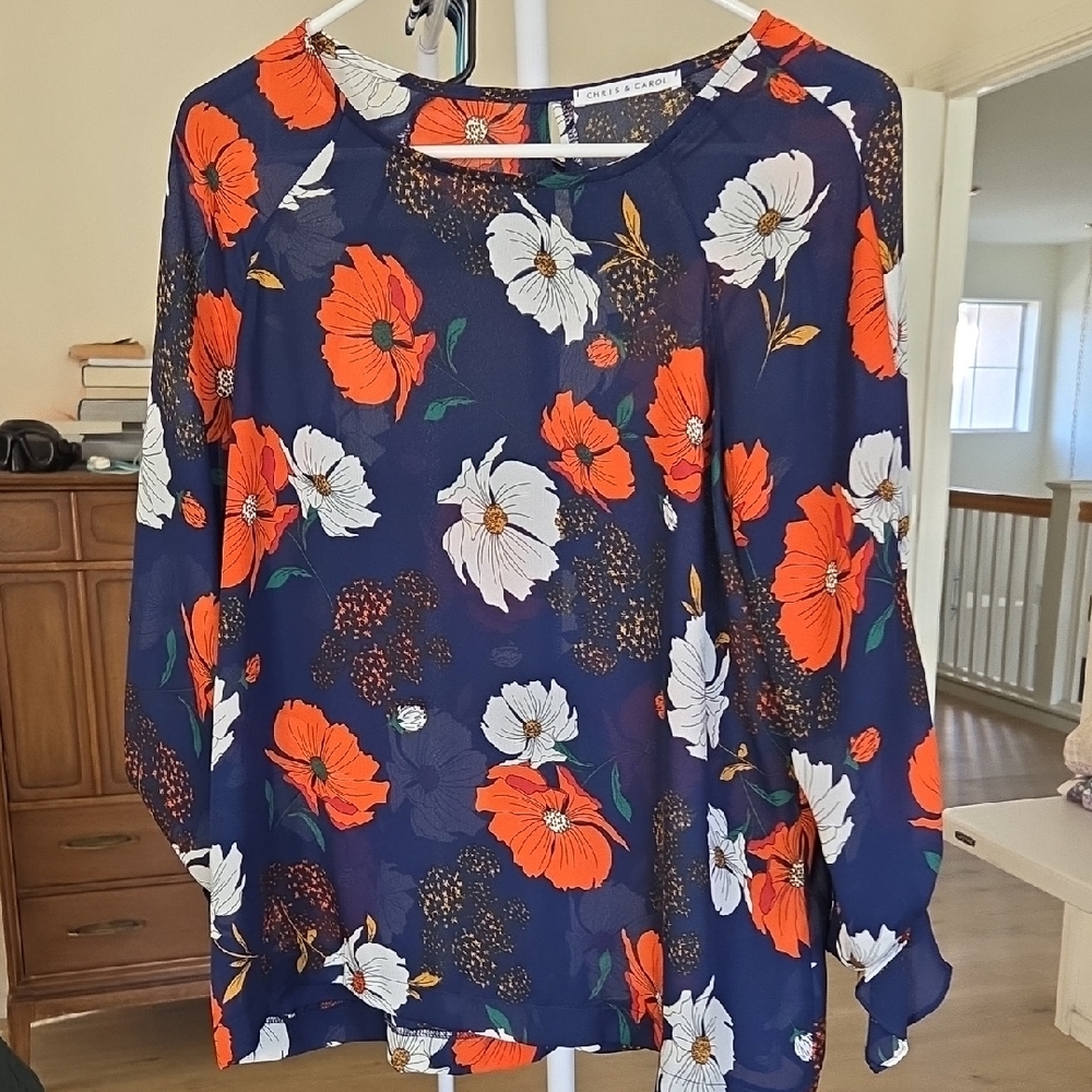 Chris & Carol Floral Blouse Size Small